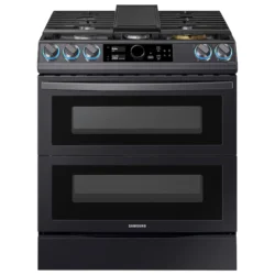 samsung6.3 cu. ft. Flex Duo™ Front Control Slide-in Dual Fuel Range with Smart Dial Air Fry and Wi-Fi in Black Stainless Steel