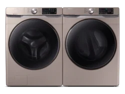 samsung Front Load Washer & Dryer Set with Steam and Sensor Dry in Champagne