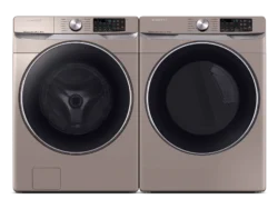samsung Smart Front Load Washer & Dryer Set with Super Speed and Steam Sanitize+ in Champagne