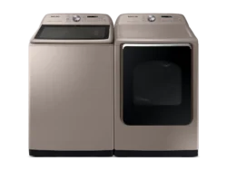 samsung Top Load Washer & Dryer Set with Super Speed and Steam Sanitize+ in Champagne
