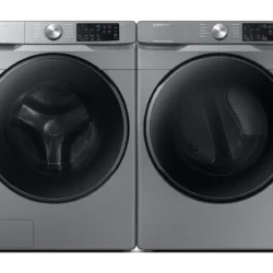 Samsung Front Load Washer & Dryer Set with Steam and Steam Sanitize+ in Platinum