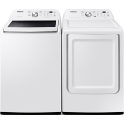 Samsung Top Load Washer & Dryer Set with Vibration Reduction Technology+ and Sensor Dry in White