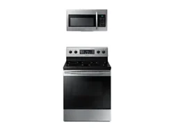 samsung Freestanding Electric Range + Over-the-Range Microwave in Stainless Steel