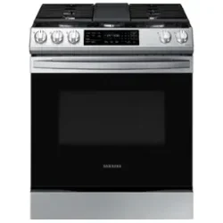 Samsung 6.0 cu ft. Smart Slide-in Gas Range with Air Fry in Black Stainless Steel