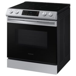 Samsung 6.3 cu. ft. Smart Rapid Heat Induction Slide-in Range with Air Fry & Convection+ in Black Stainless Steel