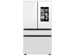 Samsung Bespoke 4-Door French Door Refrigerator (23 cu. ft.) with Beverage Center™ in Morning Blue Glass Top Panels and White Glass Middle and Bottom Panels