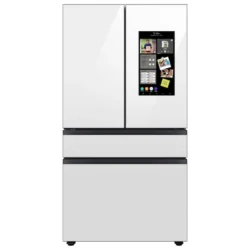 Samsung Bespoke 4-Door French Door Refrigerator (23 cu. ft.) with Beverage Center™ in Morning Blue Glass Top Panels and White Glass Middle and Bottom Panels