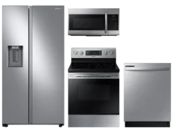 Large capacity Side-by-Side refrigerator & electric range package in stainless steel