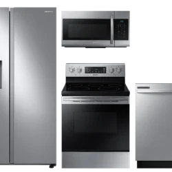 Large capacity Side-by-Side refrigerator & electric range package in stainless steel
