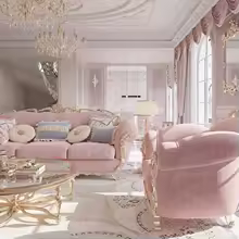 Romantic French style light luxury solid wood living room leather sofa