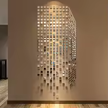 3D Square Wall Stickers Mosaic Mirror Wall