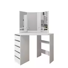 Black Corner Dressing Table Woman Make Up Unit Vanity Mirror Bedroom Dresser