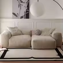 Corduroy hippo sofa French cream wind living room