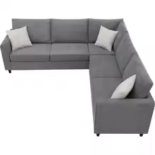 L-Shaped Sectional Sofa Couch with 3 Pillows