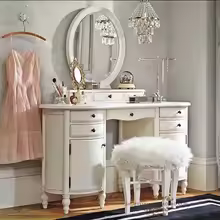 Modern Mirror Dresser Eithe Girl Makeup Luxury Women Wooden Dressing Table Storage