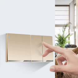 250V 86mm 1/2/3/4 gang 1/2 way Champagne Textured frosted panel with crystal trim wall switch weak current socket