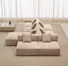 Double-sided module island sofa fabric tofu block Italian minimalist large horizontal hall