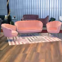 Wedding pink velvet living room furniture chair sofa set