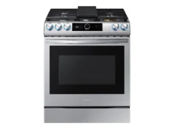samsung 6.0 cu ft. Smart Slide-in Gas Range with Smart Dial & Air Fry in Black Stainless Steel