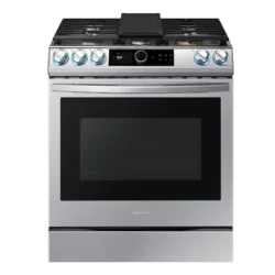 samsung 6.0 cu ft. Smart Slide-in Gas Range with Smart Dial & Air Fry in Black Stainless Steel