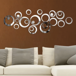 24Pcs Removable Acrylic Round Mirror Wall Stickers