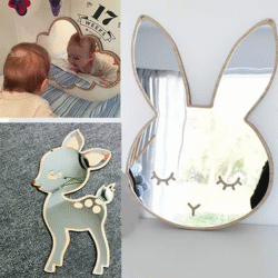 Wood Acrylic Mirror Cartoon W all Camera Props Wall Decoration Home Mirror