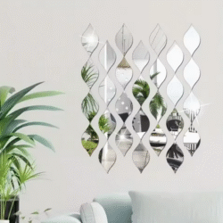 10/20/30pcs Acrylic Bathroom Leaf Mirror Wall Sticker