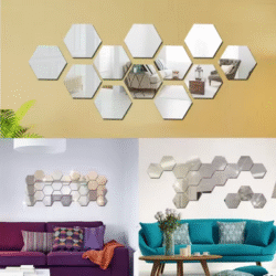 12Pcs Hexagonal Acrylic Mirror Wall Sticker