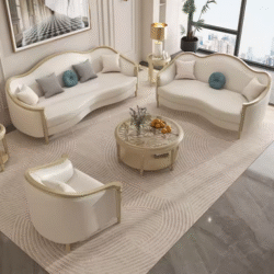 3 Pieces Designer Sofas Luxury Genuine Leather Modern Loveseat Sofa